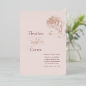 Blozende Roze Parel Botanisch Folie Uitnodiging (Staand Voorkant)