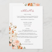 Blozende Roze & Perzik Bloemenspel Menu Entrée Kaart (Voorkant / Achterkant)