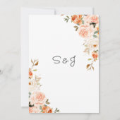 Blozende Roze & Perzik Bloemige Ingangsmenu Kaart (Achterkant)