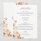 Blozende Roze & Perzik Bloemige Ingangsmenu Kaart (Voorkant / Achterkant)