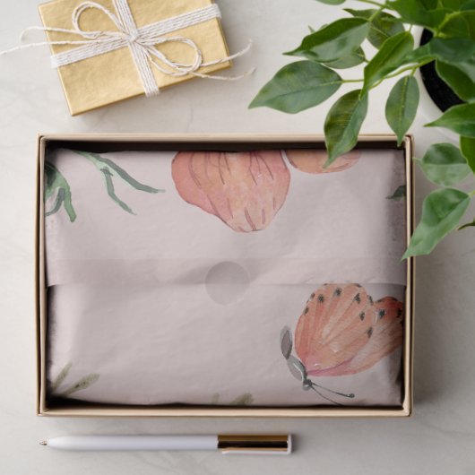 Blozende Roze Perzik Bloemige Wilde Bloem Decoupag Tissuepapier (Geschenk)