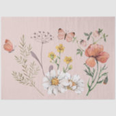 Blozende Roze Perzik Bloemige Wilde Bloemendecoupe Tissuepapier (Voorkant)