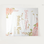 Blozende Roze & Perzikkleurige Rozen Bruids Trouw Wandkleed (Voorkant (horizontaal))