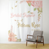 Blozende Roze & Perzikkleurige Rozen Bruids Trouw Wandkleed (In situ)