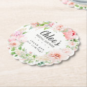 Blozende Roze Pioen Bruidsdouche Kartonnen Onderzetters (Gekanteld)