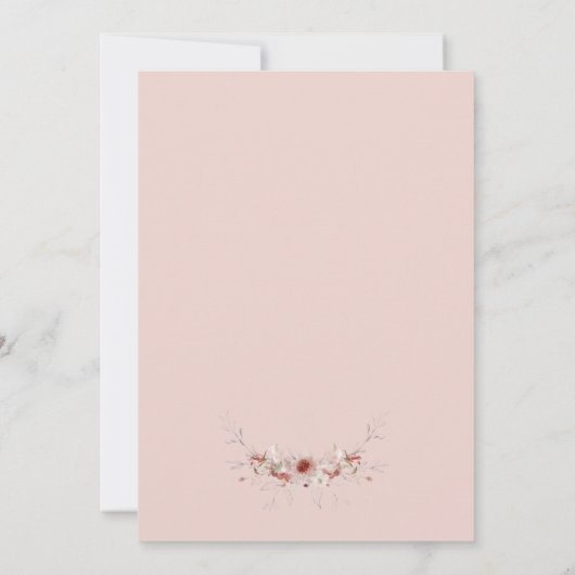 Blozende Roze Pompoen Rustieke Waterverf Trouwdag Kaart (Achterkant)