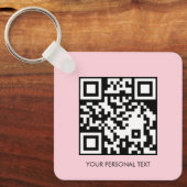 Blozende Roze QR Code Minimaal Aangepaste Tekst On Sleutelhanger (Voorkant)