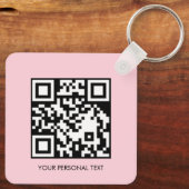 Blozende Roze QR Code Minimaal Aangepaste Tekst On Sleutelhanger (Achterkant)