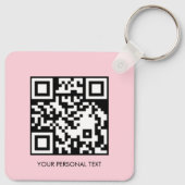 Blozende Roze QR Code Minimaal Aangepaste Tekst On Sleutelhanger (Achterkant)
