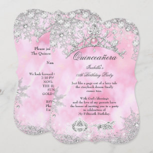 Blozende roze Quinceanera 15e Winterwonderland Kaart