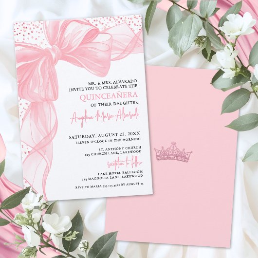 Blozende Roze Quinceanera Kaart