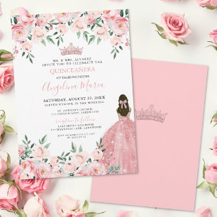 Blozende Roze Quinceanera Uitnodiging