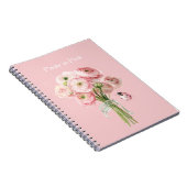 Blozende Roze Ranunculus Bloemen Lieveheersbeestje Notitieboek (Rechterzijde)