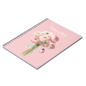 Blozende Roze Ranunculus Bloemen Lieveheersbeestje Notitieboek (Linkerzijde)