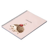 Blozende Roze Rode Kers Schattige Egel Notitieboek (Linkerzijde)