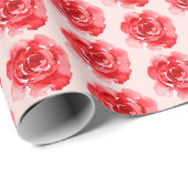 Blozende Roze Rode Rozen Bloemstuk Cadeaupapier (Rol Hoek)