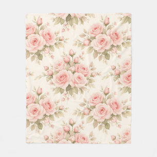 Blozende Roze Roos Bloemenboeket Fleece Deken