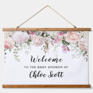Blozende Roze Roos Bloemige Baby Borrel Welkom Hangend Wandkleed
