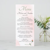 Blozende Roze Roos Bloemige Elegante Bruiloft Menu (Staand voorkant)