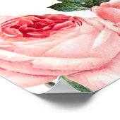 Blozende Roze Roos Bloemige Elegante Bruiloft Poster (Hoek)