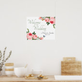 Blozende Roze Roos Bloemige Elegante Bruiloft Poster (Keuken)