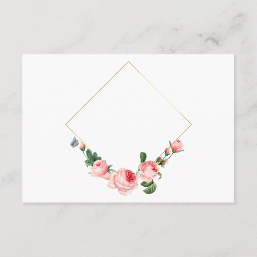 Blozende Roze Roos Bloemige Elegante Wensput Informatiekaartje (Achterkant)