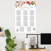 Blozende Roze Roos Bloemige Elegante Zitplaatskaar Poster (Thuiskantoor)
