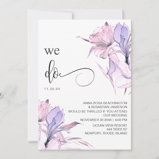 *~* Blozende Roze Roos Bloemige RSVP AR15 Bruiloft Kaart (Voorkant)