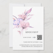 *~* Blozende Roze Roos Bloemige RSVP AR15 Bruiloft Kaart (Achterkant)