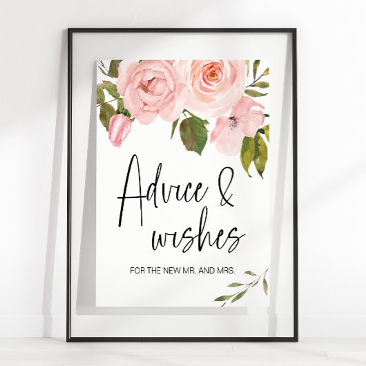Blozende Roze Roos Bloemkaart & Cadeaubord Poster