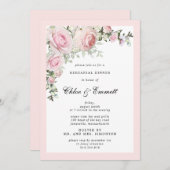 Blozende Roze Roos Bloemstuk Proefavond Diner Kaart (Voorkant / Achterkant)