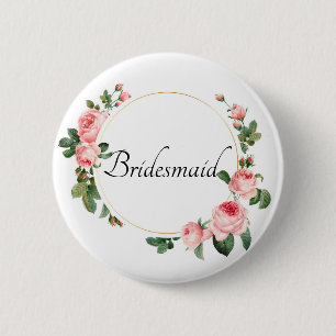 Blozende Roze Roos Bruidsmeisje Ronde Button 5,7 Cm