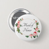 Blozende Roze Roos Getuige van de Bruid Ronde Button 5,7 Cm (Voorkant /achterkant)