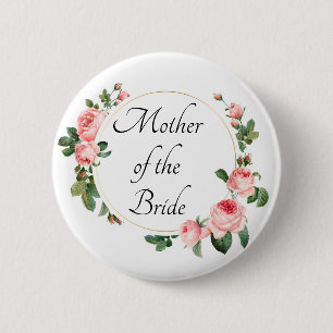 Blozende Roze Roos Moeder van de Bruid Ronde Button 5,7 Cm