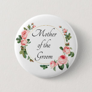 Blozende Roze Roos Moeder van de Bruidegom Ronde Button 5,7 Cm