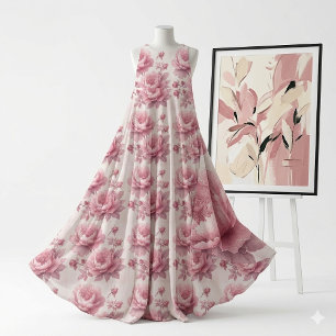 Blozende Roze Roos Rococo Tuin Franse Toile Vintag Stof