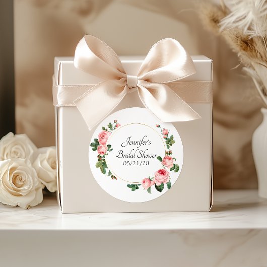 Blozende Roze Roos Ronde Sticker
