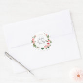 Blozende Roze Roos Ronde Sticker (Envelop)