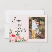 Blozende Roze Roos Save The Date (Voorkant)