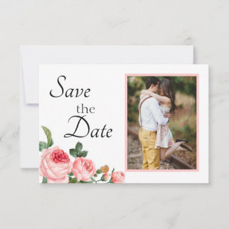 Blozende Roze Roos Save The Date