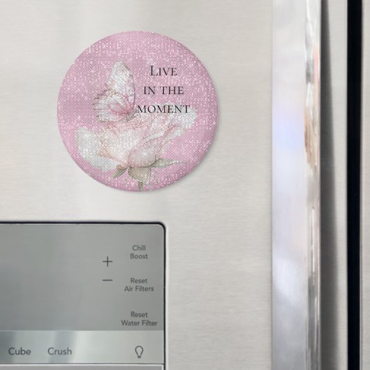 Blozende Roze Roos Vlinder Glans   Magneet (Insitu (Koelkast))