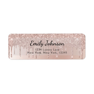 Blozende Roze Roze Goud Glitter Glans Folie Etiket