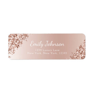 Blozende Roze Roze Goud Glitters Glans Folie Etiket