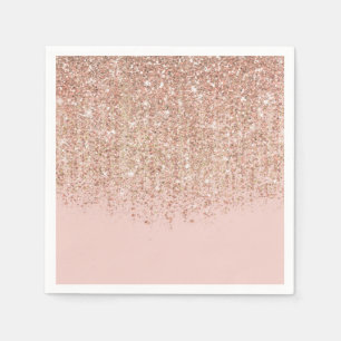 Blozende Roze & Roze Gouden Glitter Glam Feestje Servet