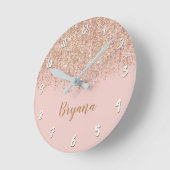 Blozende Roze & Roze Gouden Glitter Glam Meisjesac Ronde Klok (Hoek)