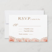 Blozende Roze Rozen Bloem Goud Witte Trouw RSVP Kaart (Voorkant)