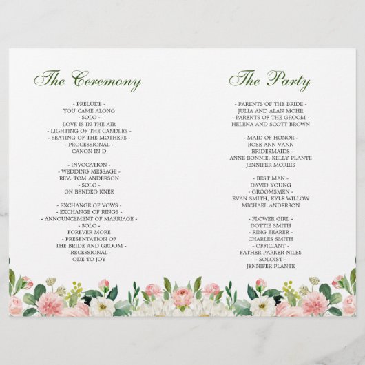 Blozende Roze Rozen Bloemen Trouwprogramma (Achterkant)