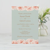 Blozende Roze Rozen Bloemige Salie Gouden Elegante Kaart (Staand voorkant)