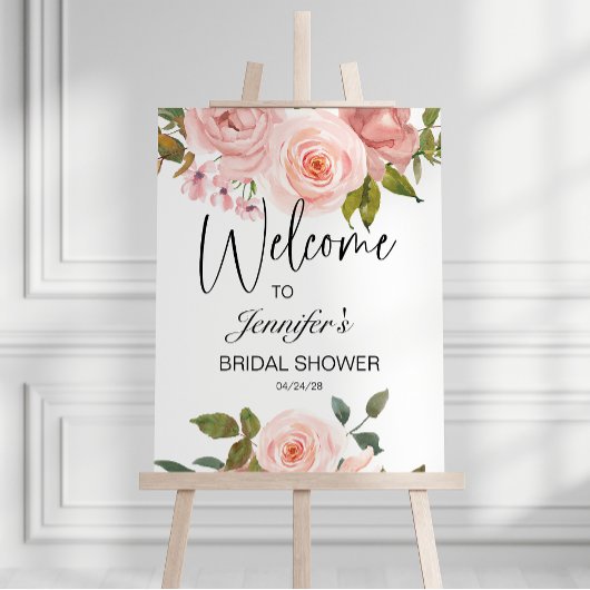 Blozende Roze Rozen Elegante Bloem Bruiloft Feest Poster