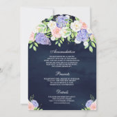 Blozende Roze Rozen Paarse Hortensia Marineblauw B Kaart (Achterkant)